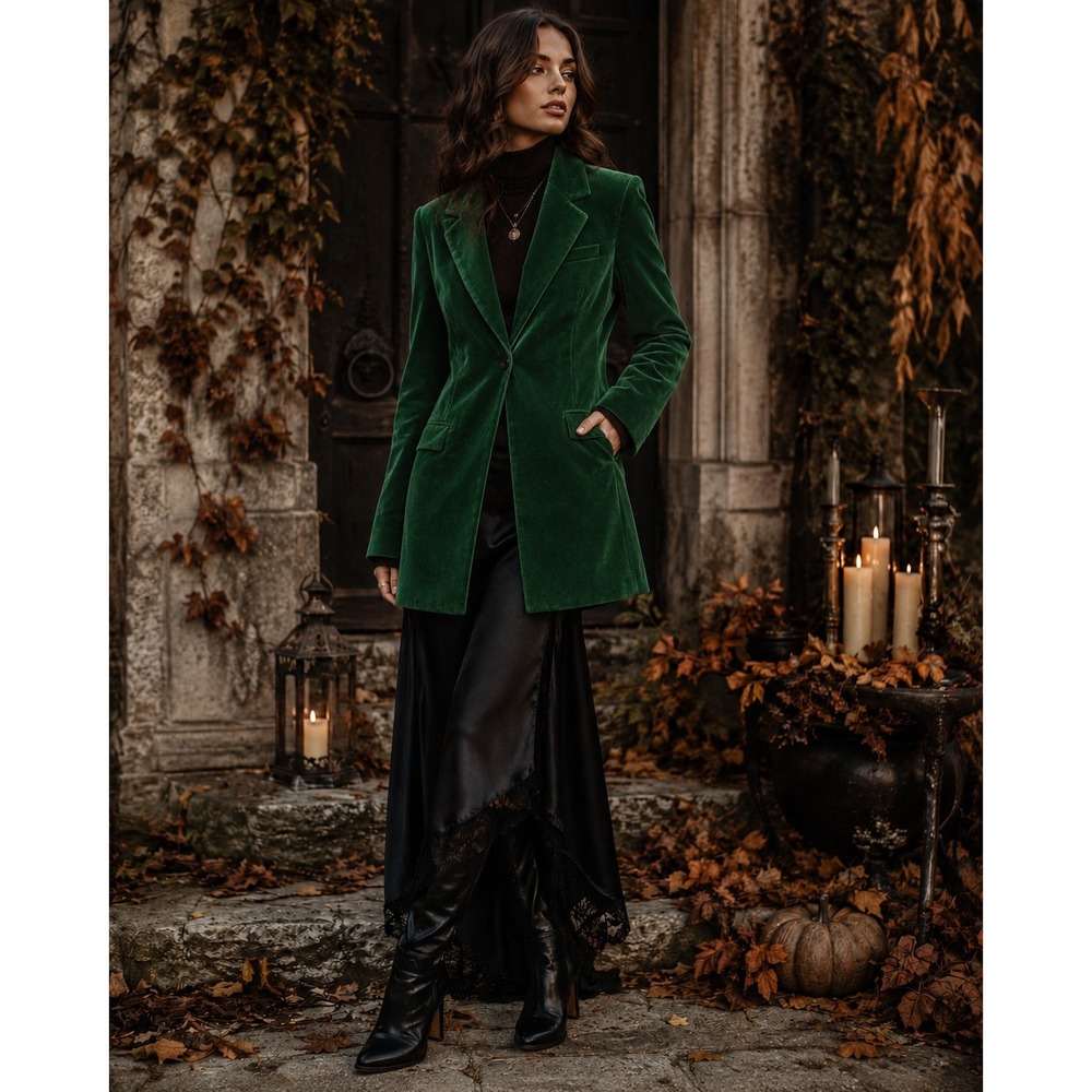 FRAME Verde Green Velvet Blazer Jacket LWOT0798 Single Button Tailored Womens‎ 2